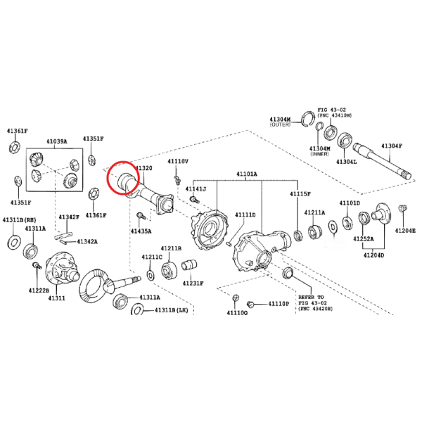 RETEN DIFERENCIAL DELANTERO DERECHO J-9/10 ( 44 Ø INTERIOR)