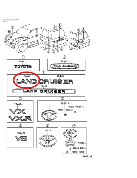 LOGO "LAND" PORTON TRASERO J-10