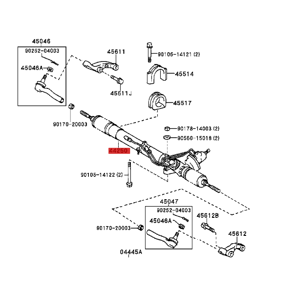 cremallera de  direccion   44250-60100  a partir del 08-2002
