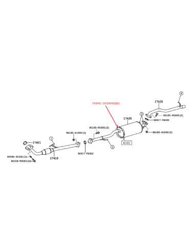 TECINOX TUBO INTERMEDIARIO CON SILENCIOSO HILUX