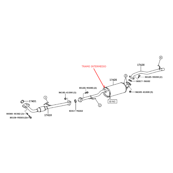 TECINOX TUBO INTERMEDIARIO CON SILENCIOSO SPORT HILUX