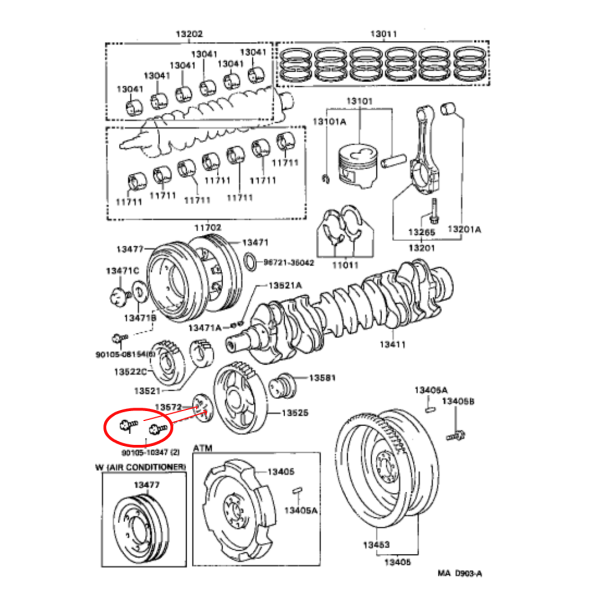 DISTRIBUCION , TORNILLO  PIÑON INTERMEDIO J8/10  ( ORIGINAL )