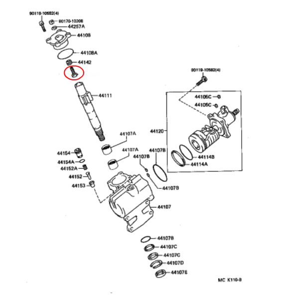 TORNILLO AJUSTE SUPERIOR EJE DIRECCION  J8 ORIGINAL TOYOTA LAND CRUISER