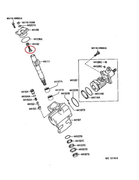 TORNILLO AJUSTE SUPERIOR EJE DIRECCION  J8 ORIGINAL TOYOTA LAND CRUISER