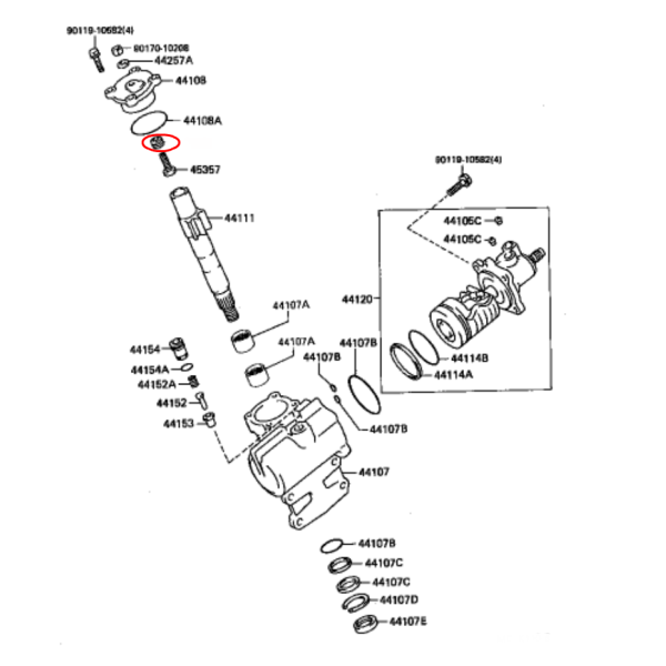 TORNILLO AJUSTE SUPERIOR EJE DIRECCION  J8 ORIGINAL TOYOTA LAND CRUISER