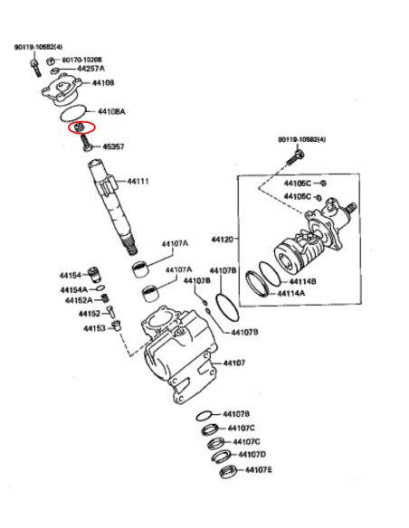 TORNILLO AJUSTE SUPERIOR EJE DIRECCION  J8 ORIGINAL TOYOTA LAND CRUISER