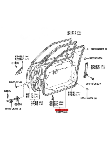 GOMA EXTERIOR PUERTA DERECHA DELANTERA  J8 ORIGINAL TOYOTA LAND CRUISER