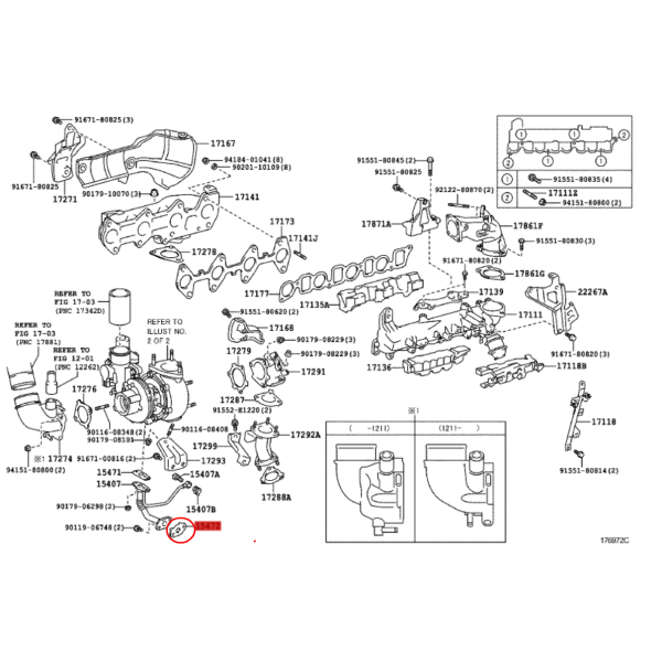 JUNTA TUBO ACEITE ENGRASE TURBO  J15 ORIGINAL TOYOTA LAND CRUISER