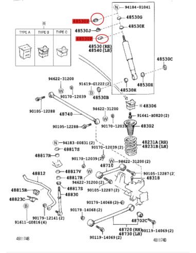 RETENEDOR AMORTIGUADOR TRASERO  J9 ORIGINAL TOYOTA LAND CRUISER