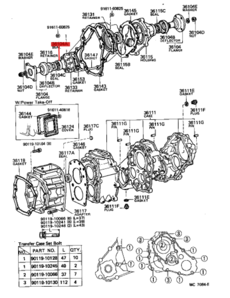 RETEN SALIDA TRANSFER DELANTERA HILUX ORIGINAL TOYOTA