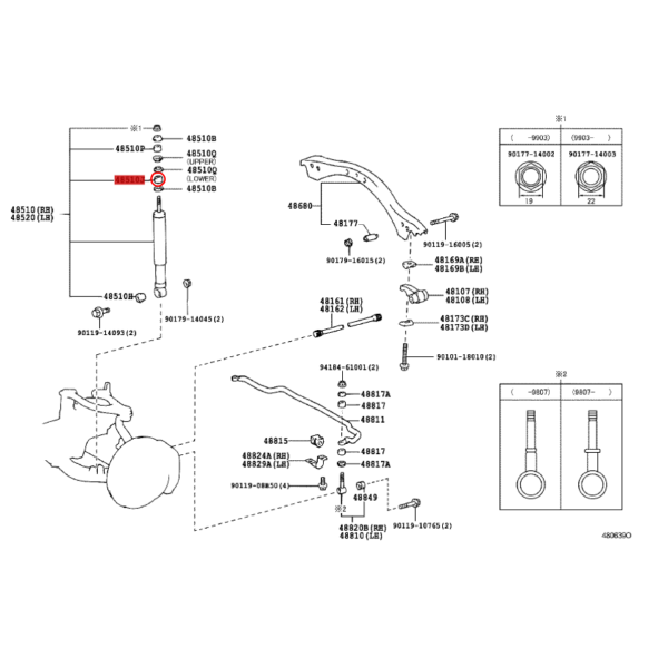 SILENTBLOCK AMORTIGUADOR HIDRAULICO DELANTERO J10 ORIGINAL TOYOTA LAND CRUISER