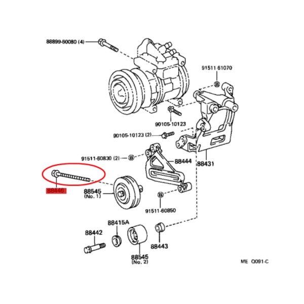 TORNILLO TENSOR POLEA COMPRESOR A/A CALEFACCION J8/10 ORIGINAL TOYOTA LAND CRUISER