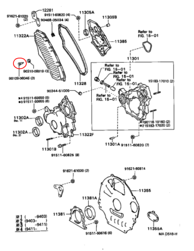 TORNILLO  TAPA DISTRIBUCION J8 (12V) ORIGINAL  TOYOTA LAND CRUISER