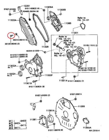 TORNILLO  TAPA DISTRIBUCION J8 (12V) ORIGINAL  TOYOTA LAND CRUISER