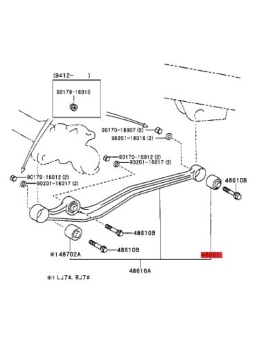 SILENTBLOCK TIRANTE DELANTERO J7 LADO CHASIS ORIGINAL TOYOTA LAND CRUISER