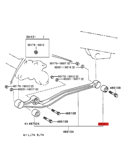 SILENTBLOCK TIRANTE DELANTERO J7 LADO CHASIS ORIGINAL TOYOTA LAND CRUISER