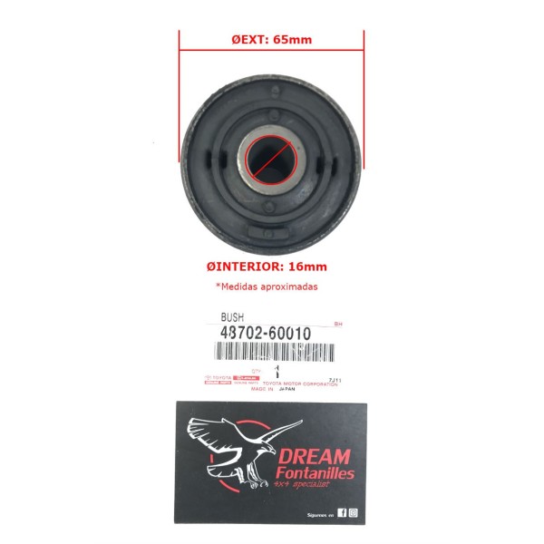 SILENTBLOCK TIRANTE DELANTERO J7 LADO EJE ØEXT65MM ORIGINAL TOYOTA LAND CRUISER