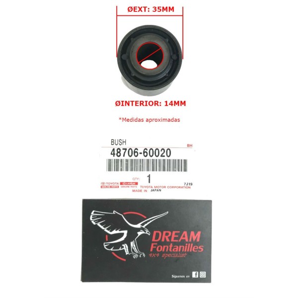 SILENTBLOCK BARRA PANHARD DELANTERA J7 ANT-90 LADO CHASIS ORIGINAL TOYOTA LAND CRUISER