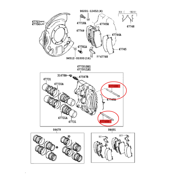 PASADOR PINZA FRENO DELANTERA J8 ORIGINAL TOYOTA LAND CRUISER