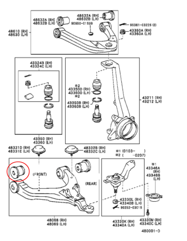 SILENTBLOCK TRAPECIO INFERIOR DELANTERO J9 (FRONT) ORIGINAL TOYOTA LAND  CRUISER