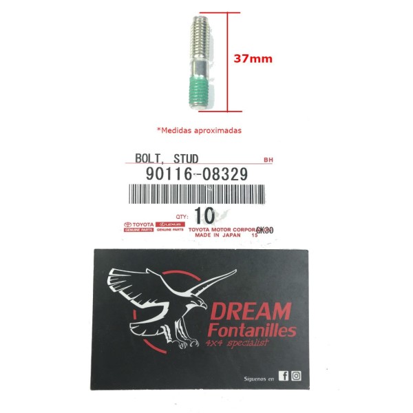 ESPARRAGO DIFERENCIAL DELANTERO 37MM  J8 ORIGINAL TOYOTA LAND CRUISER