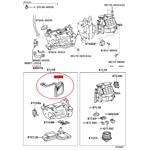 RADIADOR CALEFACCION CENTRAL J8 (24V) ORIGINAL TOYOTA LAND CRUISER