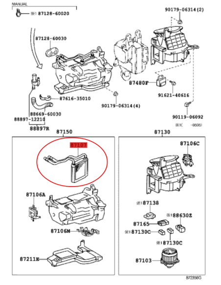 RADIADOR CALEFACCION CENTRAL J8 (24V) ORIGINAL TOYOTA LAND CRUISER