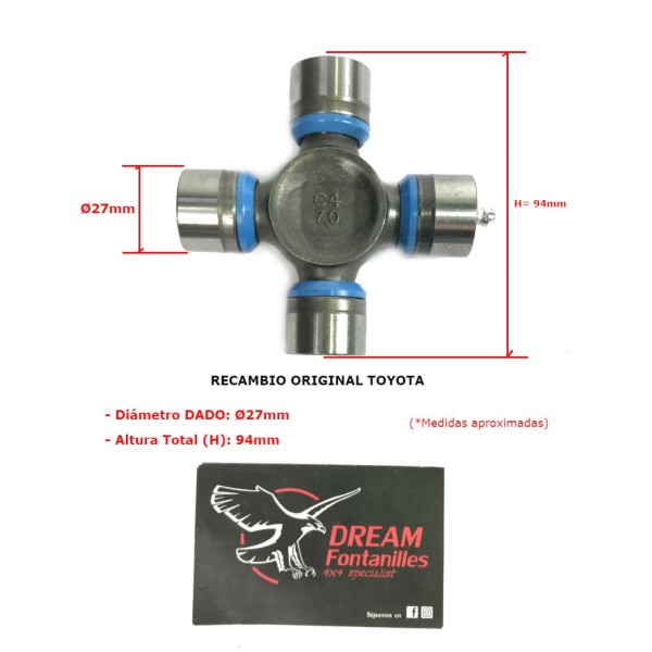 CRUCETA CARDAN TRASERA HILUX ORIGINAL TOYOTA