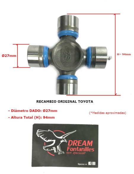 CRUCETA CARDAN TRASERA HILUX ORIGINAL TOYOTA