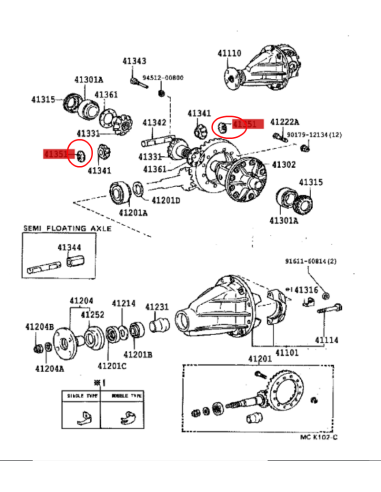 ARANDELA AJUSTE PLANETARIO DIFERENCIAL TRASERO J8 CON BLOQUEO ORIGINAL TOYOTA LAND CRUISER
