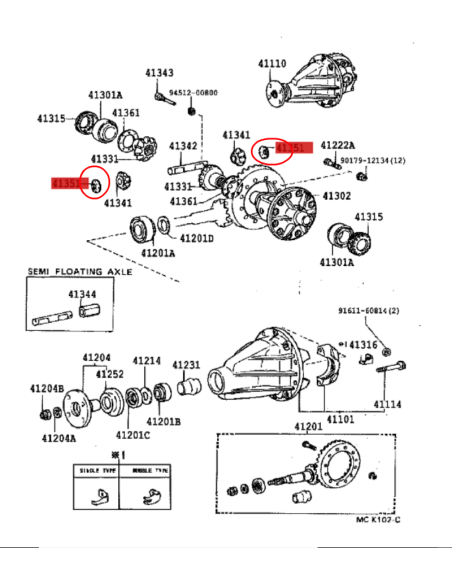 ARANDELA AJUSTE PLANETARIO DIFERENCIAL TRASERO J8 CON BLOQUEO ORIGINAL TOYOTA LAND CRUISER