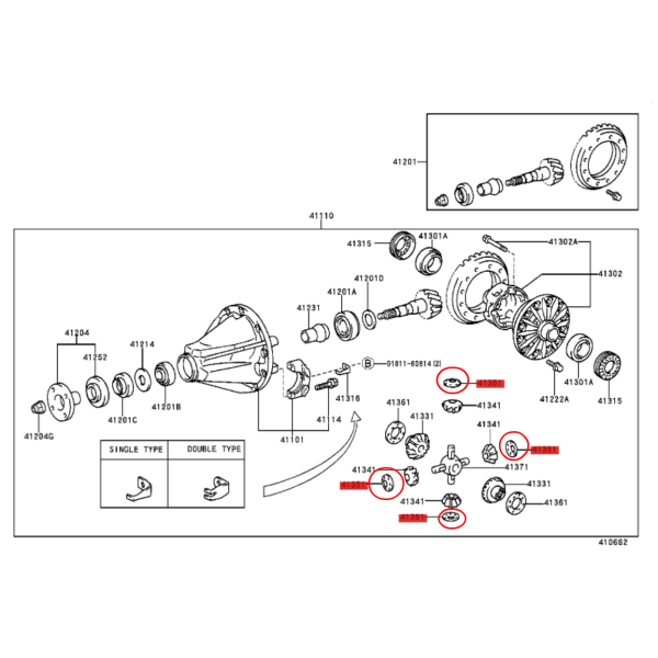 ARANDELA AJUSTE PLANETARIO DIFERENCIAL TRASERO J8 CON BLOQUEO ORIGINAL TOYOTA LAND CRUISER