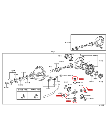 ARANDELA AJUSTE PLANETARIO DIFERENCIAL TRASERO J8 CON BLOQUEO ORIGINAL TOYOTA LAND CRUISER