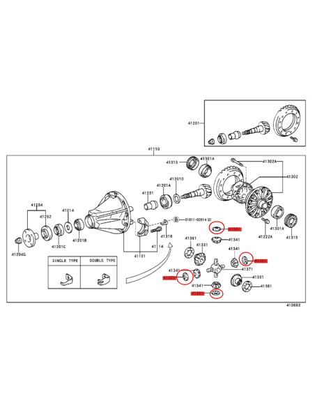 ARANDELA AJUSTE PLANETARIO DIFERENCIAL TRASERO J8 CON BLOQUEO ORIGINAL TOYOTA LAND CRUISER
