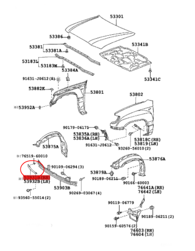 PANEL DELANTERO LUZ DERECHA J10 (POSTERIOR - 2005)  ORIGINAL TOYOTA LAND CRUISER