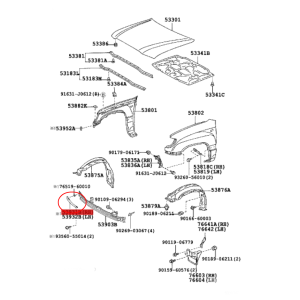 PANEL DELANTERO LUZ DERECHA J10 (POSTERIOR - 2005)  ORIGINAL TOYOTA LAND CRUISER