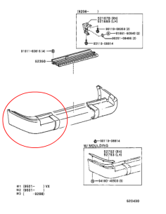 PUNTERA PARAGOLPES TRASERO DERECHA J8 (12V) ORIGINAL TOYOTA LAND CRUISER 2