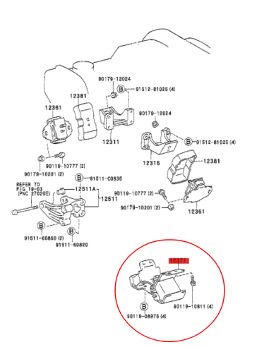 SILENTBLOCK O SOPORTE CAJA DE CAMBIOS MANUAL  J9 ORIGINAL TOYOTA LAND CRUISER