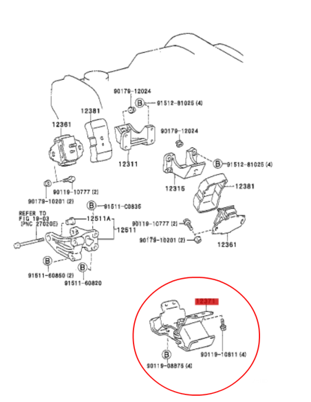 SILENTBLOCK O SOPORTE CAJA DE CAMBIOS MANUAL  J9 ORIGINAL TOYOTA LAND CRUISER
