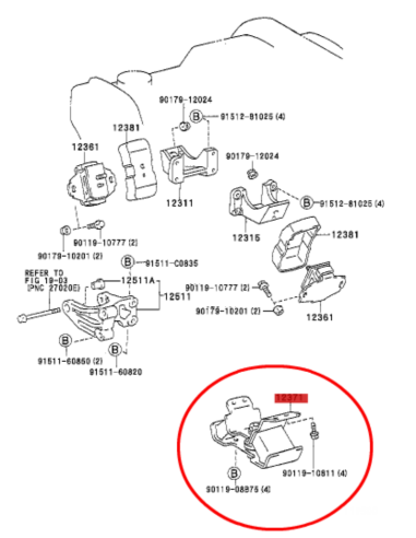 SILENTBLOCK O SOPORTE CAJA AUTOMATICA  J9 ORIGINAL TOYOTA LAND CRUISER