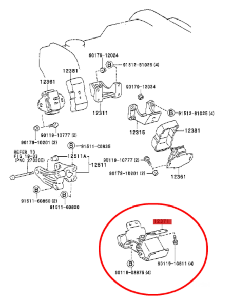 SILENTBLOCK O SOPORTE CAJA AUTOMATICA  J9 ORIGINAL TOYOTA LAND CRUISER