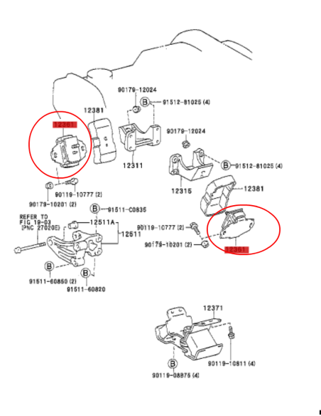 SILENTBLOCK O SOPORTE MOTOR  J9 ORIGINAL TOYOTA LAND CRUISER