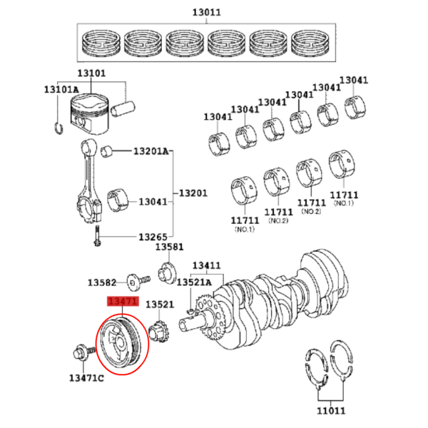 POLEA CIGUEÑAL J15 (1GRFE) ORIGINAL TOYOTA LAND CRUISER