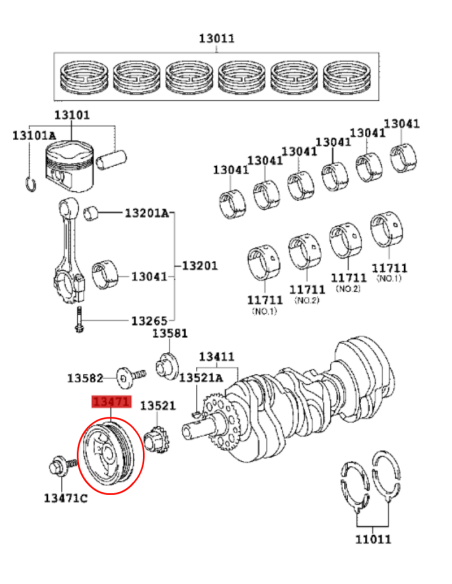POLEA CIGUEÑAL J15 (1GRFE) ORIGINAL TOYOTA LAND CRUISER