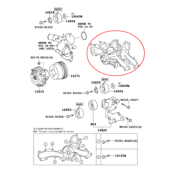 BOMBA DE AGUA J12/FJ (1GRFE) ORIGINAL TOYOTA LAND CRUISER