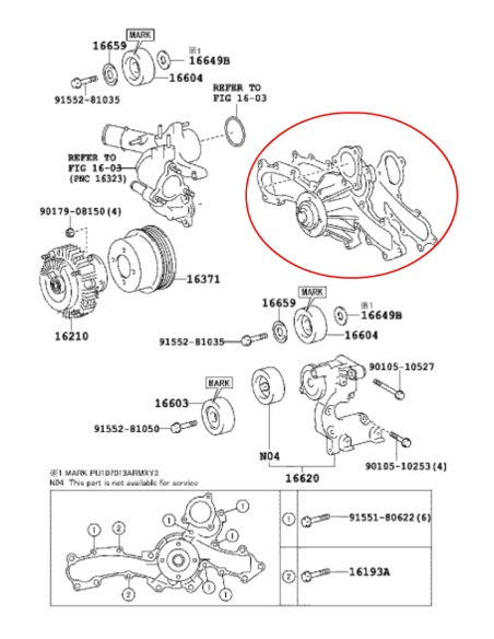 BOMBA DE AGUA J12/FJ (1GRFE) ORIGINAL TOYOTA LAND CRUISER