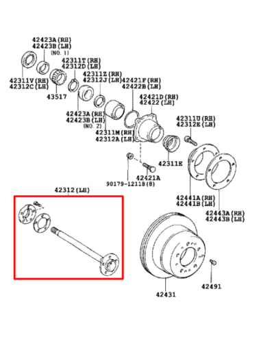 PALIER TRASERO IZQUIERDO J10 ORIGINAL TOYOTA LAND CRUISER