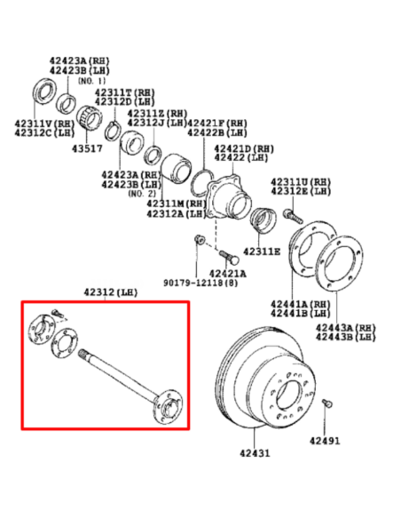 PALIER TRASERO IZQUIERDO J10 ORIGINAL TOYOTA LAND CRUISER