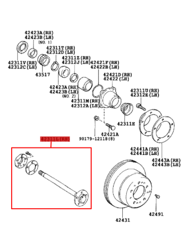 PALIER TRASERO IZQUIERDO J10 ORIGINAL TOYOTA LAND CRUISER
