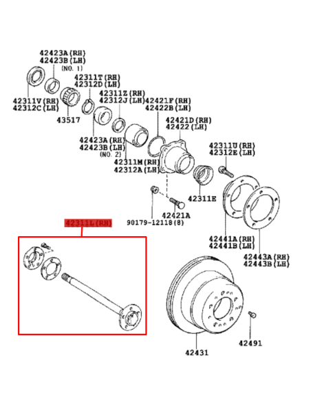 PALIER TRASERO IZQUIERDO J10 ORIGINAL TOYOTA LAND CRUISER